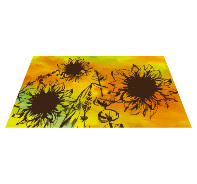 Sunflower Sketch floral vinyl rug - TenStickers