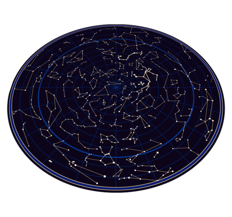 Constellation Circular world map vinyl rug - TenStickers