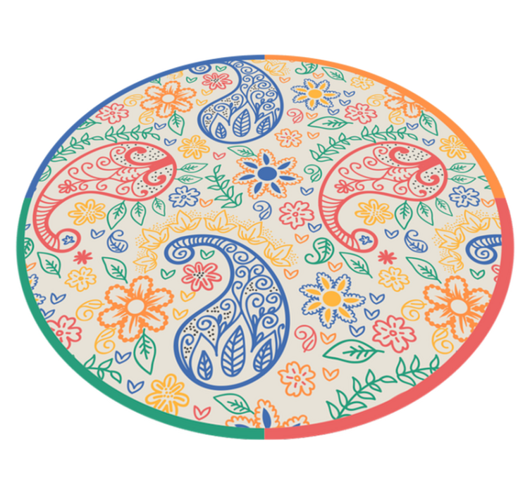 Floral Paisley Elements floral vinyl rug - TenStickers