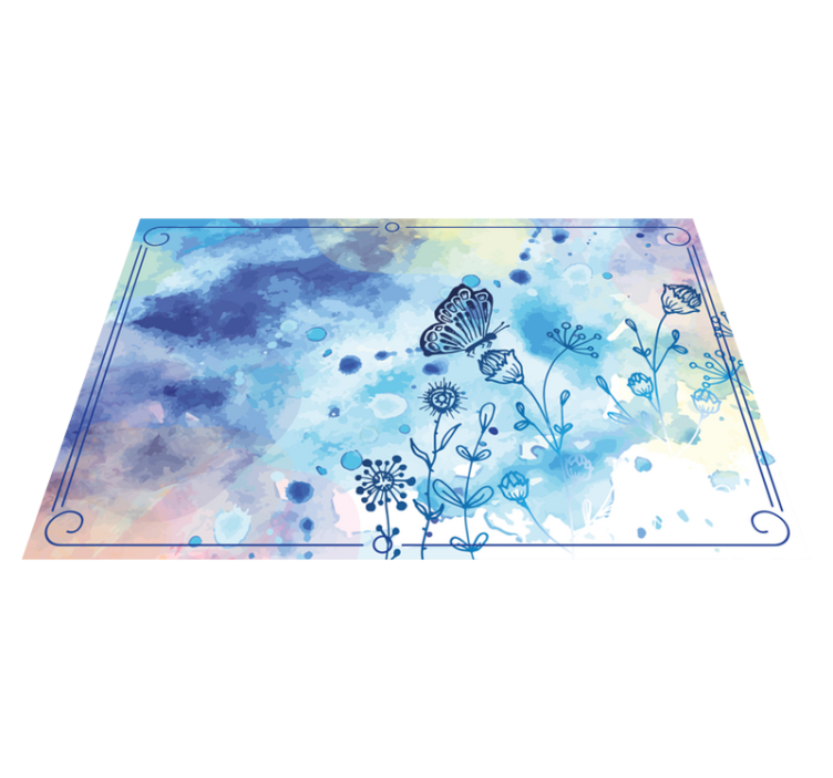 Botanical Watercolor Sophistication floral vinyl rug - TenStickers
