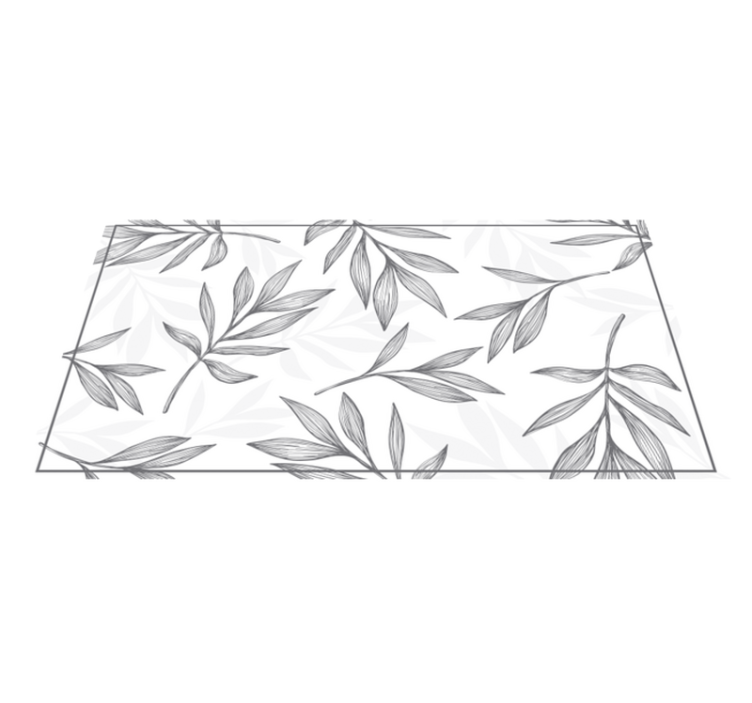 Grey leaves on white background kitchen vinyl rug - TenStickers
