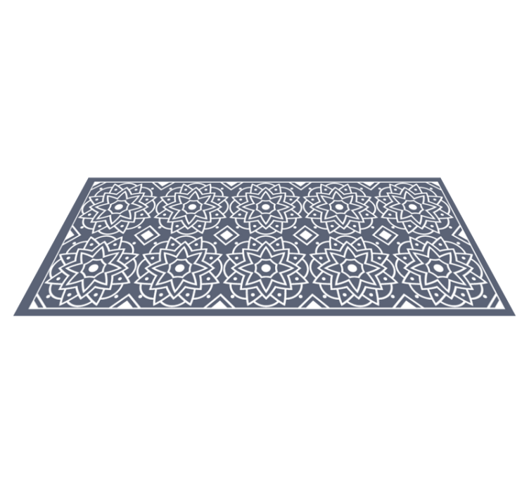 Mosaic ethnic pattern blue kitchen vinyl rug - TenStickers