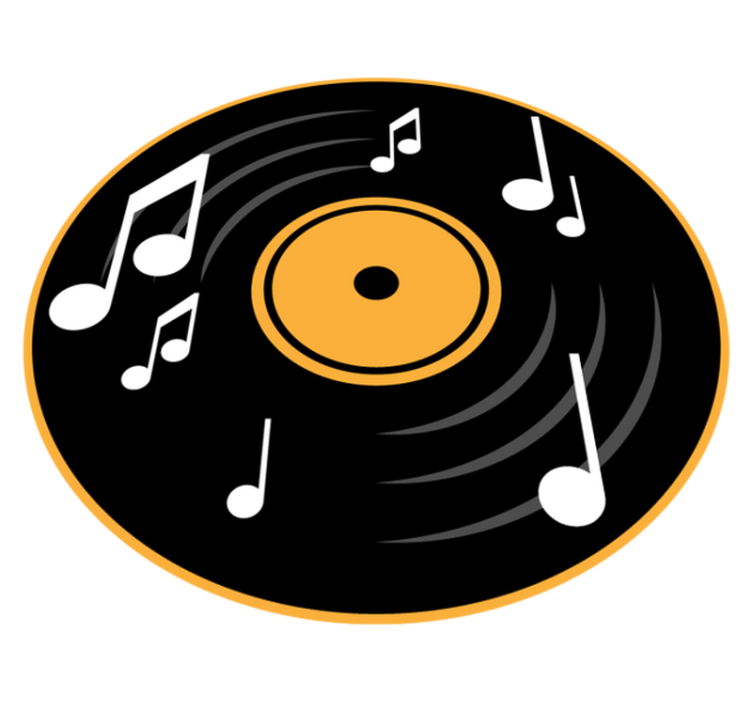 Musical Record Motif circular vinyl rug - TenStickers