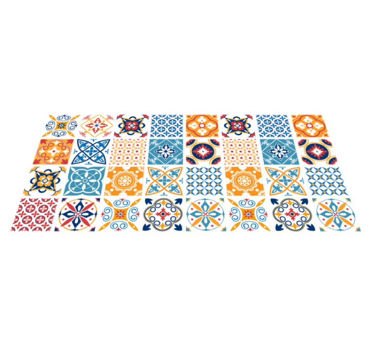 Hand painted portuguese tiles kitchen vinyl rug - TenStickers