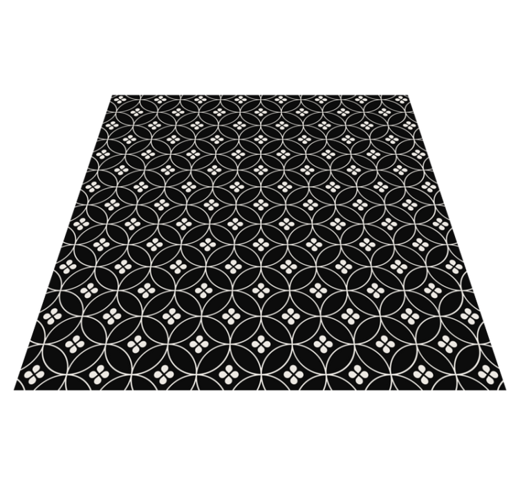 Black background with flower tiles vinyl kitchen mat - TenStickers