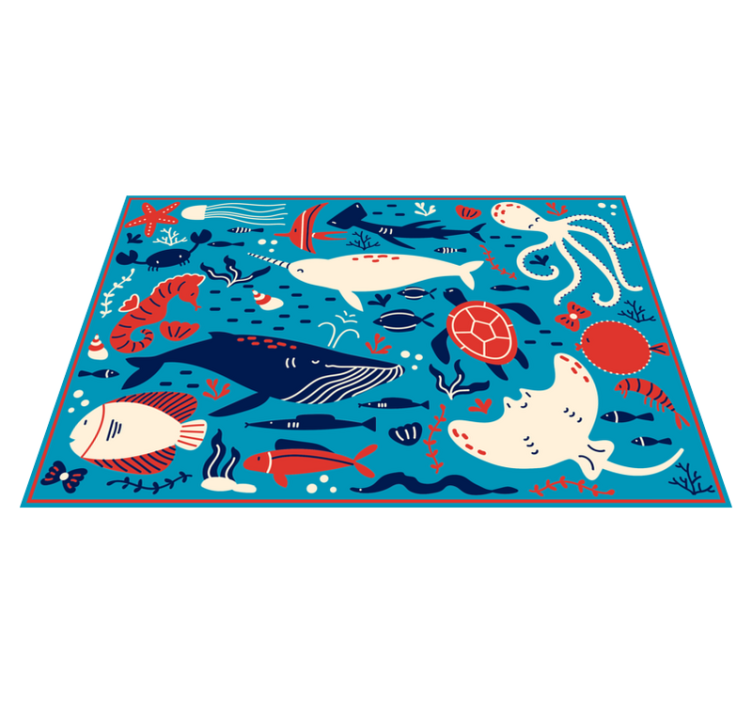 Underwater Creature Collage animal vinyl rug - TenStickers