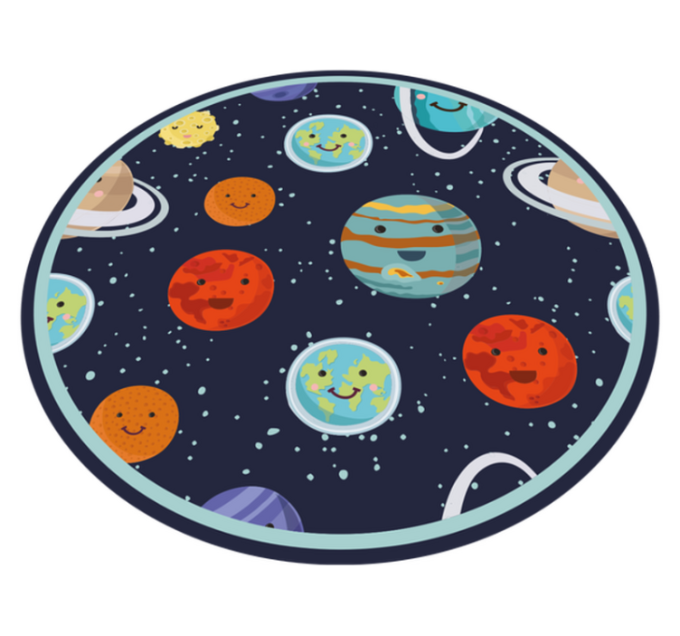 Smiling Planets Circle Playroom Carpet - TenStickers