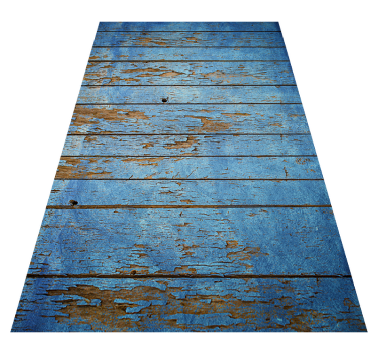 Distressed Blue Planks wood effect vinyl rug - TenStickers