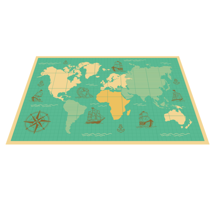 Nautical Exploration Map world map vinyl rug - TenStickers