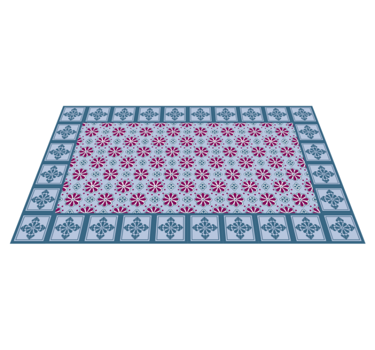 Blue and pink tiles vinyl kitchen mat - TenStickers