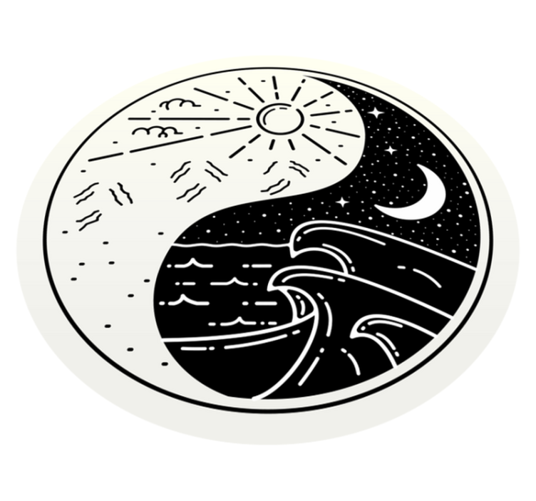 Yin Yang Ocean Scandinavian vinyl rug - TenStickers