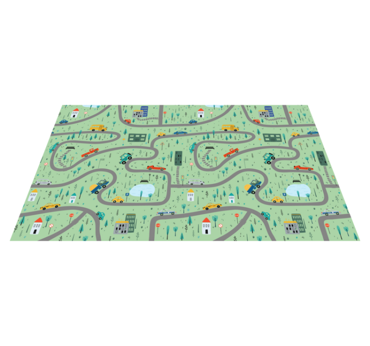 City Traffic Map road kids vinyl rug - TenStickers