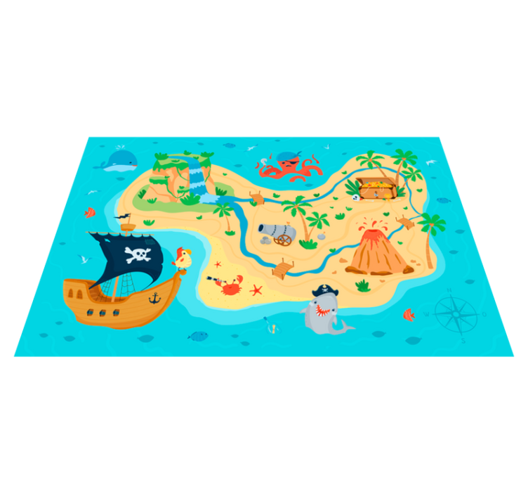 Pirate Adventure Map kids vinyl rug - TenStickers