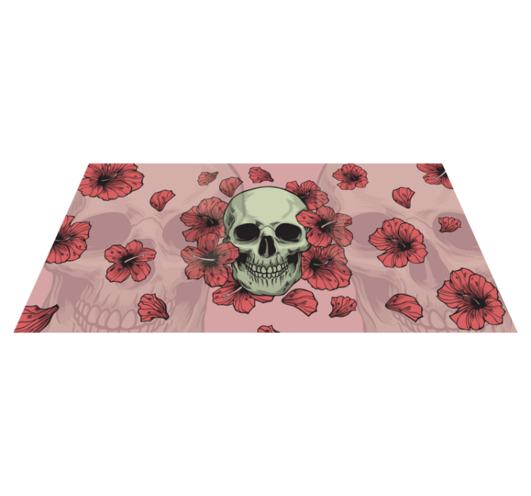 Skull Floral Overlay halloween vinyl rug - TenStickers