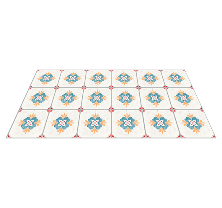 Floral Tile Arrangement tile vinyl rug - TenStickers