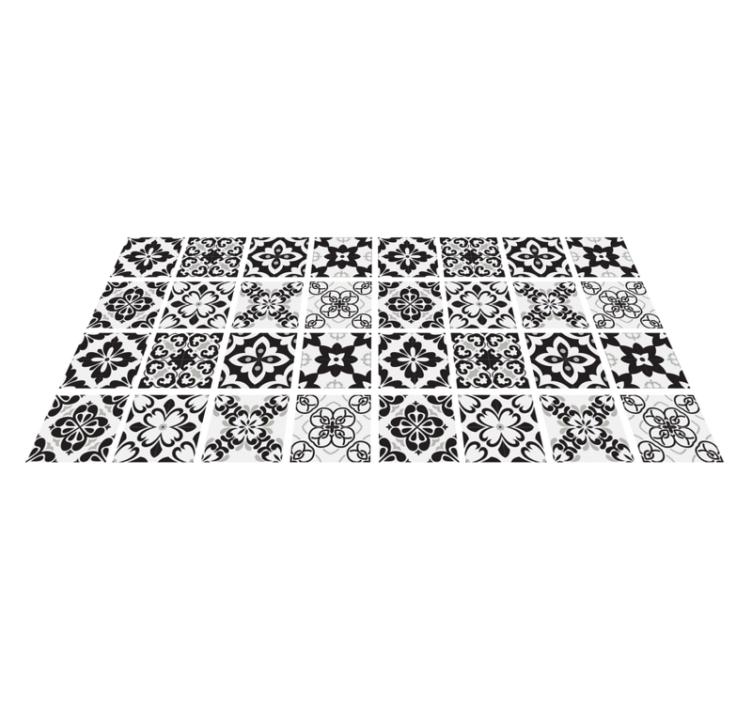 Elegant Monochrome kitchen vinyl rug - TenStickers