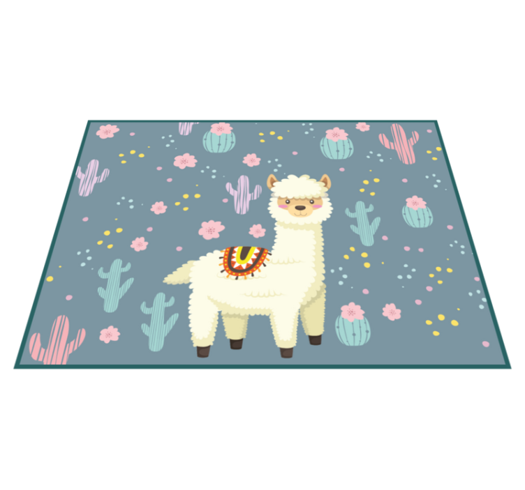 Llama Playtime kids vinyl rug - TenStickers