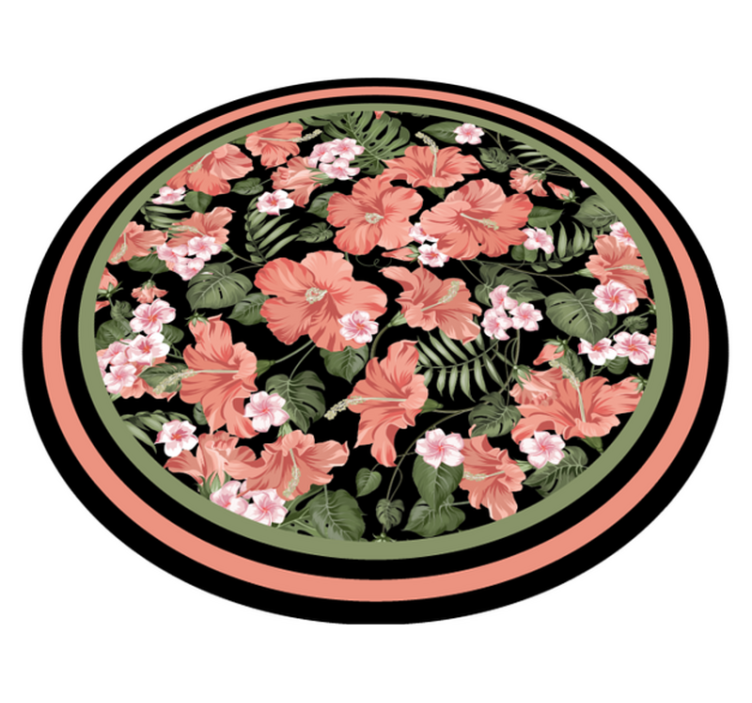 Floral Round Element floral vinyl rug - TenStickers