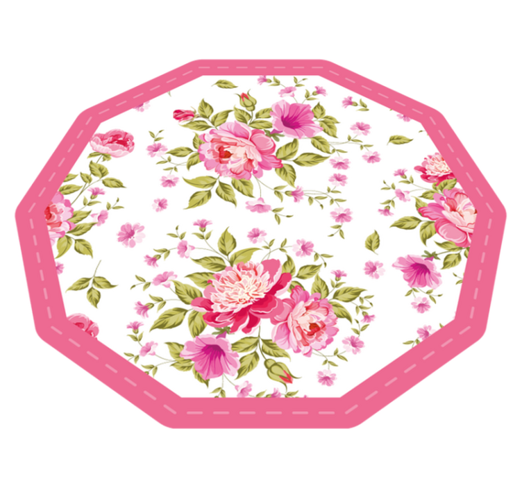 Botanical Octagon floral vinyl rug - TenStickers