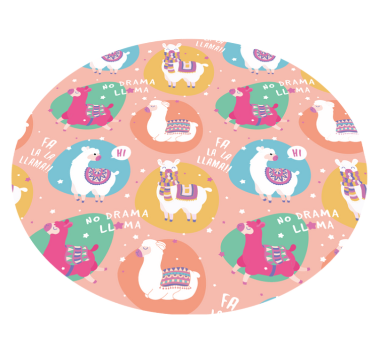 Lively Llama Circle kids vinyl rug - TenStickers