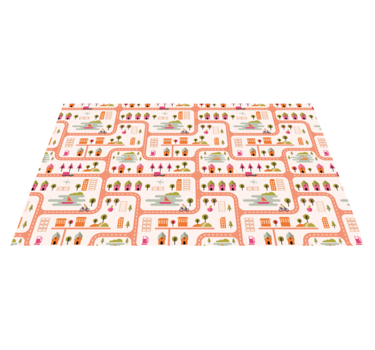 Playful Town Map road kids vinyl rug - TenStickers