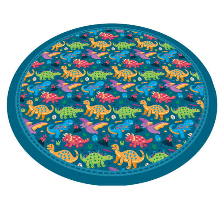 Dinosaur Circular Pattern kids vinyl rug - TenStickers