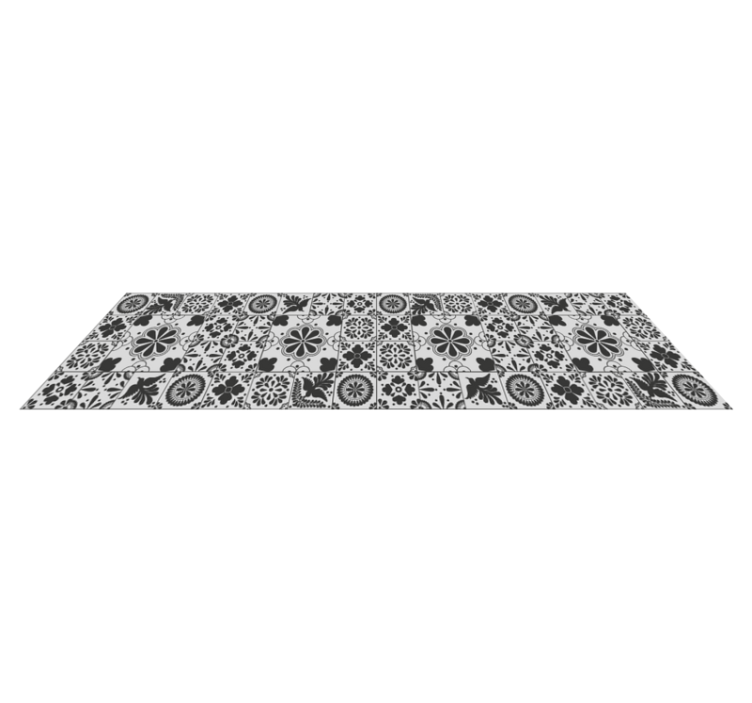 Black and cream tiles vinyl kitchen mat - TenStickers