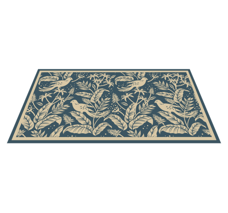 Botanical Bird Illustration floral vinyl rug - TenStickers