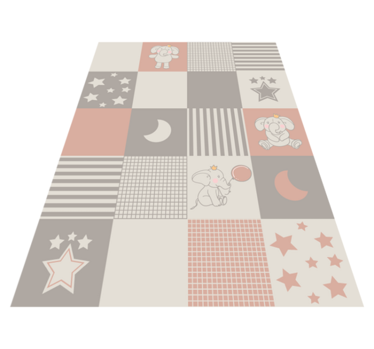 Patchwork Elephant Playground kids vinyl rug - TenStickers