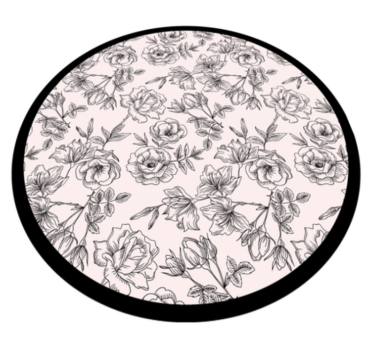 Floral pattern circle floral vinyl rug - TenStickers
