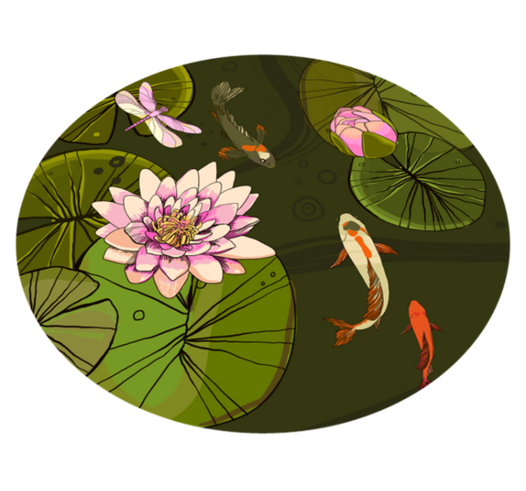 Pond Fauna Illustration floral vinyl rug - TenStickers