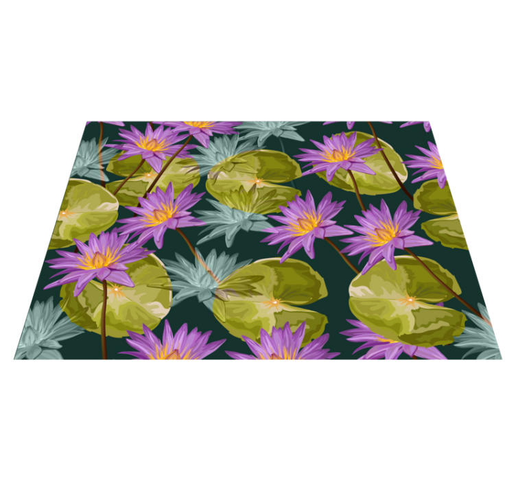 Botanical Waterlilies floral vinyl rug - TenStickers