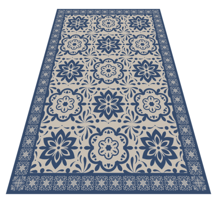 Floral Motif Pattern tile vinyl rug - TenStickers