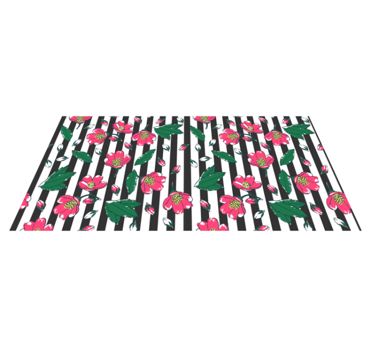 Floral striped motif floral vinyl rug - TenStickers