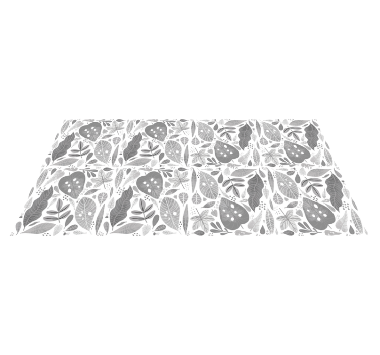 Gray Leaf Pattern nature vinyl rug - TenStickers