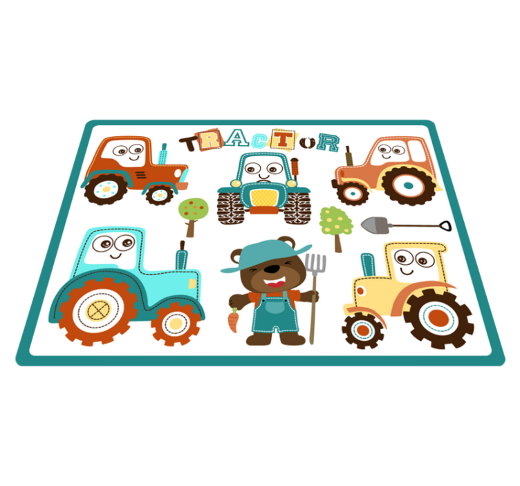 Animated Tractors kids vinyl rug - TenStickers