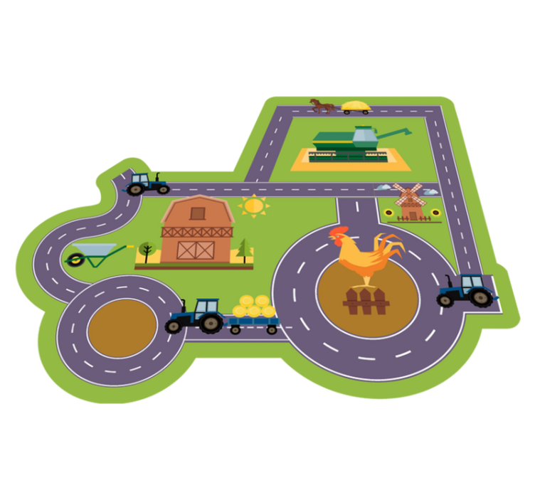 Farm Play Circuit kid's vinyl rug - TenStickers