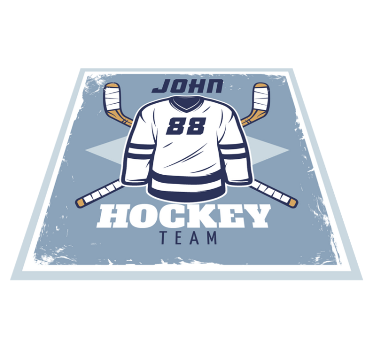 Personalized Hockey Emblem custom vinyl rug - TenStickers