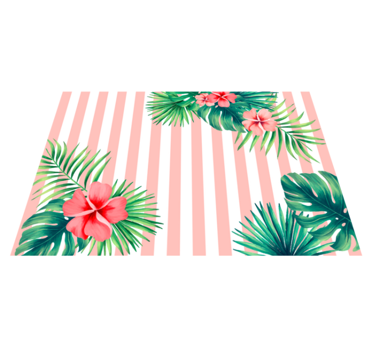 Tropical Flora Stripe floral vinyl rug - TenStickers