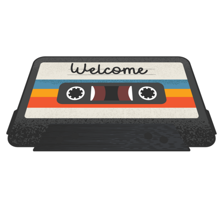 Cassette Welcome Design custom rug - TenStickers