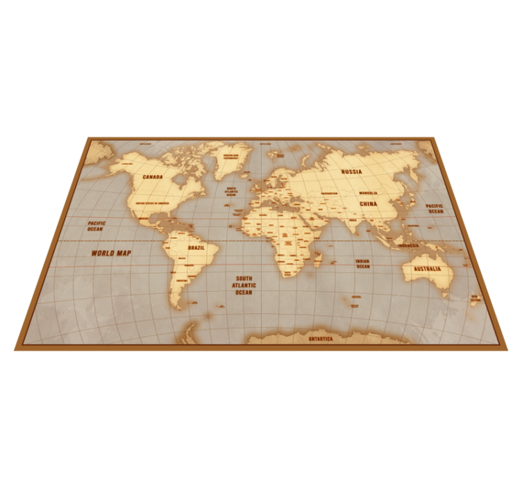 Vintage beige layout world map vinyl rug - TenStickers