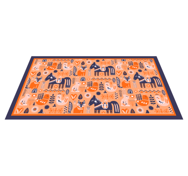 Nordic folk animals kids vinyl rug - TenStickers