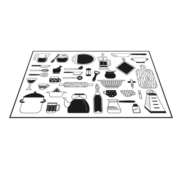Black and white vinyl kitchen mat - TenStickers
