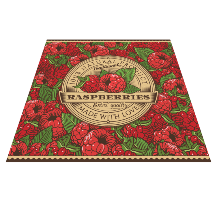Raspberry floral pattern kitchen vinyl rug - TenStickers
