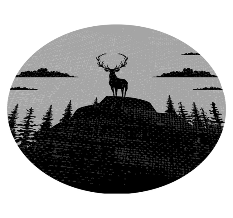 Majestic Deer Silhouette nature vinyl rug - TenStickers