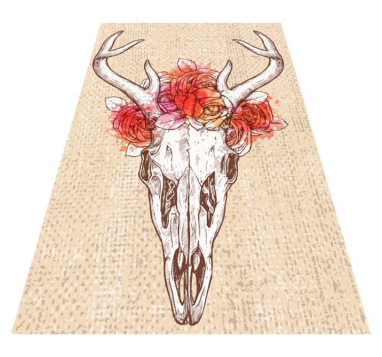 Skull floral arrangement animal vinyl rug - TenStickers