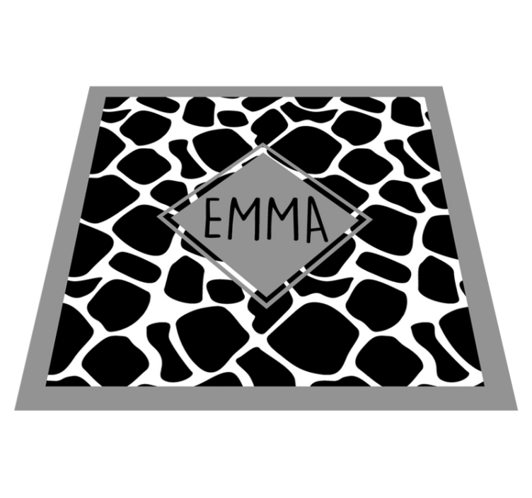 Black and white giraffe with name teen vinyl rug - TenStickers