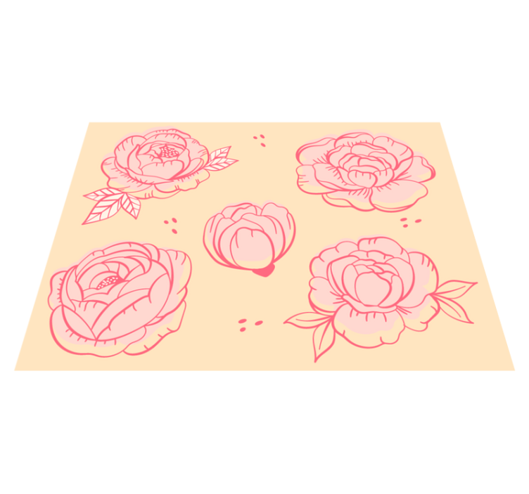 Floral vinyl rug in pink floral design - TenStickers