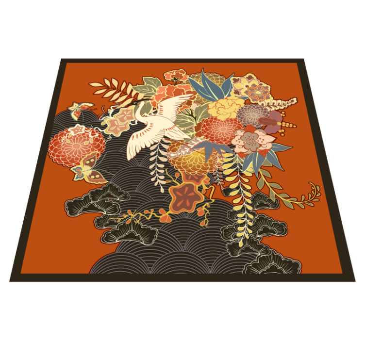 Elaborate Botanical Element floral vinyl rug - TenStickers