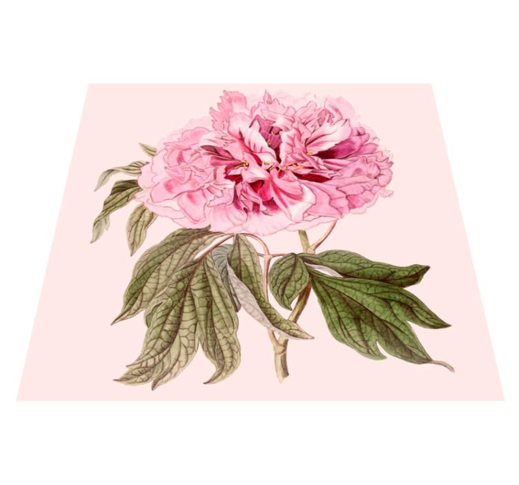Pink Peony Blossom floral vinyl rug - TenStickers